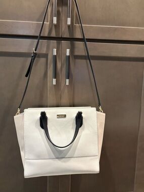 Kate Spade White, Beige & Black Tote Crossbody Bag